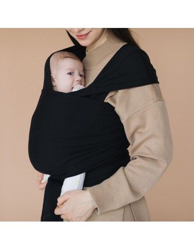 Porteo ergonómico con el Fular Portabebés Elástico de Modal de Love And Carry Noir