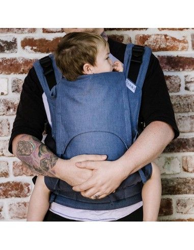Porteo seguro con la Mochila Portabebés Fidella Fusion Toddler Chevron Denim Blue