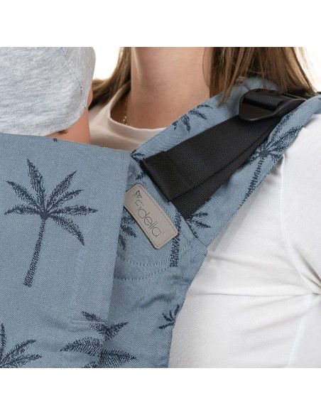 Detalle Tejido Mochila Portabebés Fidella Fusion Toddler Palm Trees Blue