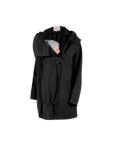 Porteo frente con el abrigo de porteo Wombat Shell Black