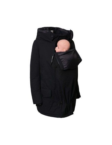 Porteo frontal con el abrigo de porteo Koala Negro