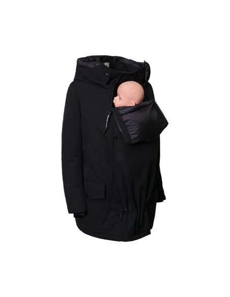 Porteo frontal con el abrigo de porteo Koala Negro