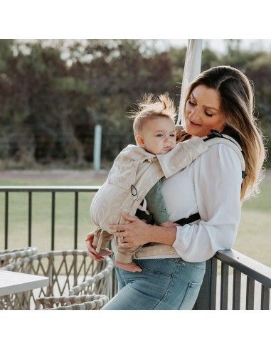 Mochila Portabebés Quokkababy E-Carrier taupe leaves porteo baby