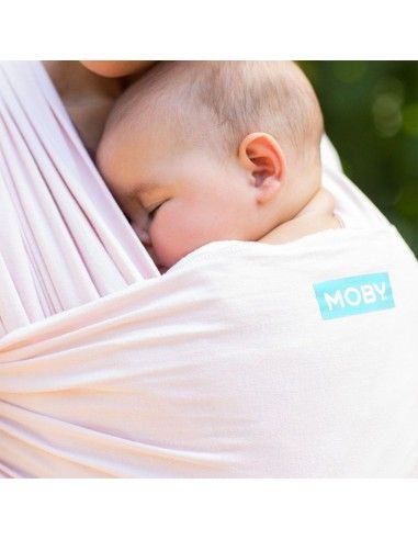 Detalle de textil Madre  fular elástico de algodón Moby Rose Quartz