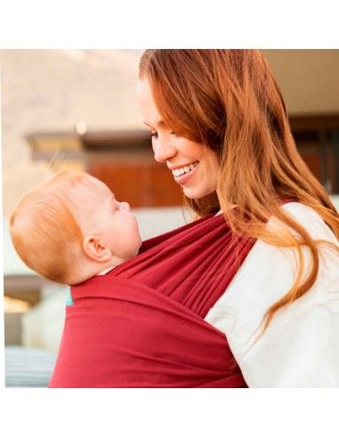 Detalle de textil Madre  fular elástico de algodón Moby Ruby