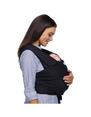 Porteo frontal con Fular Portabebés Moby Wrap Evolution Bambú Negro