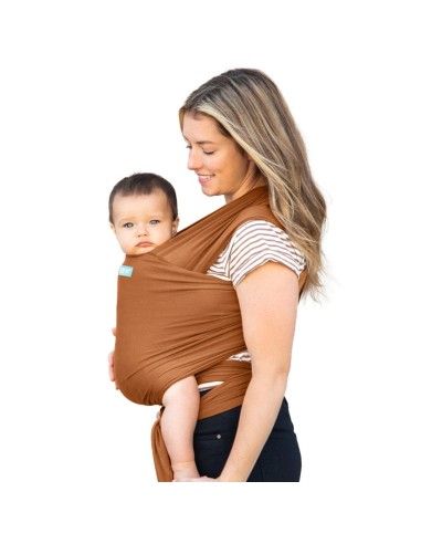 Porteo frontal con Fular Portabebés Moby Wrap Evolution Bambú Caramel