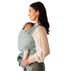 Porteo frontal con Fular Portabebés Moby Wrap Evolution Bambú Sea Glass