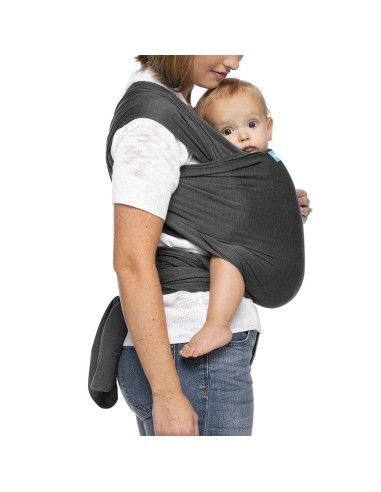 Porteo frontal con Fular Portabebés Moby Wrap Evolution Bambú Charcoal
