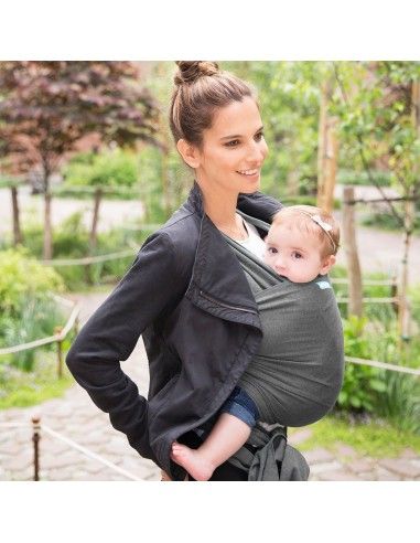 Porteo frontal con Fular Portabebés Moby Wrap Evolution Bambú Charcoal
